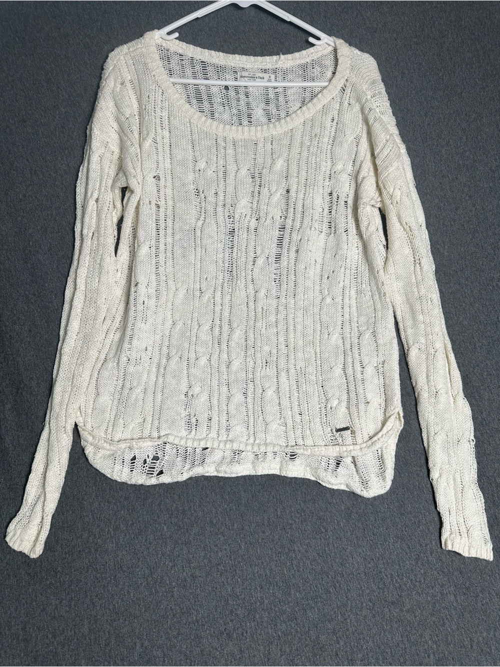 Vintage Abercrombie & Fitch Cream Open-Knit Scoop Neck Sweater
